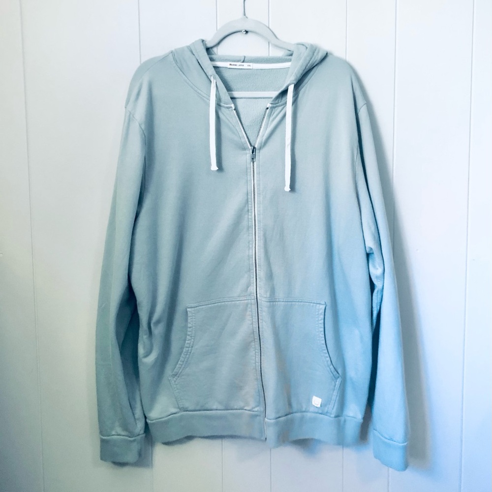 Marine Layer Hoodie Full Zip Slate Blue Green Cotton Unisex XXL